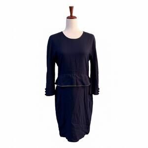 Sonia Rykiel Women's Vintage Navy Blue‎ Dress Medium Size US 8 10 Peplum Sheath